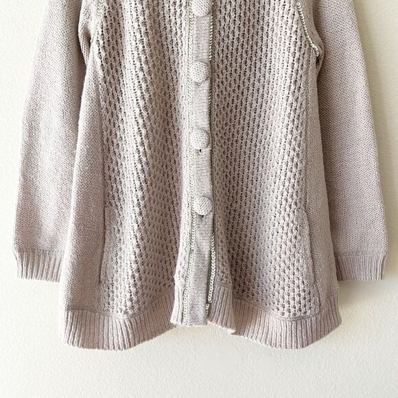 Rebecca Taylor Mohair Wool Blend Knit Hooded Sequin Cardigan - Picture 4 of 12